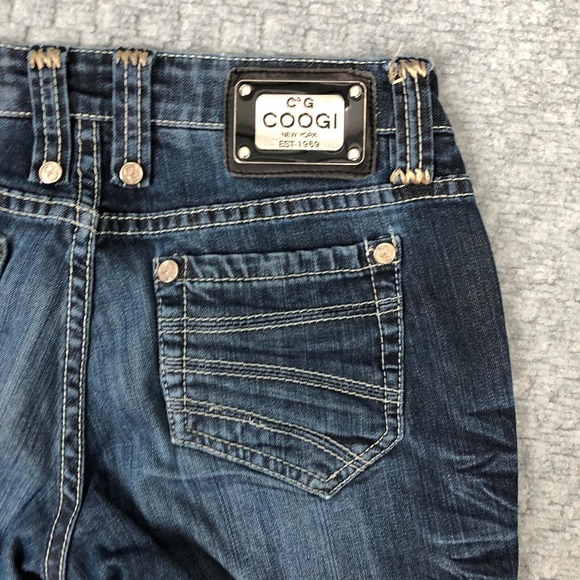 Coogi Jeans Juniors 3/4 W28 Blue Dark Wash Low Rise Straight Studded Zip Stretch - Picture 3 of 14
